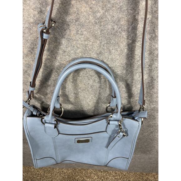 Frye and Co Core Satchel Light Blue Faux Leather Bag - Picture 7 of 12